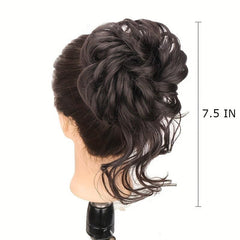 Messy Curly Wavy Hair Bun Extension Stretchy Updo Elastic Rubber