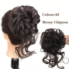 Messy Curly Wavy Hair Bun Extension Stretchy Updo Elastic Rubber