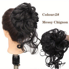 Messy Curly Wavy Hair Bun Extension Stretchy Updo Elastic Rubber