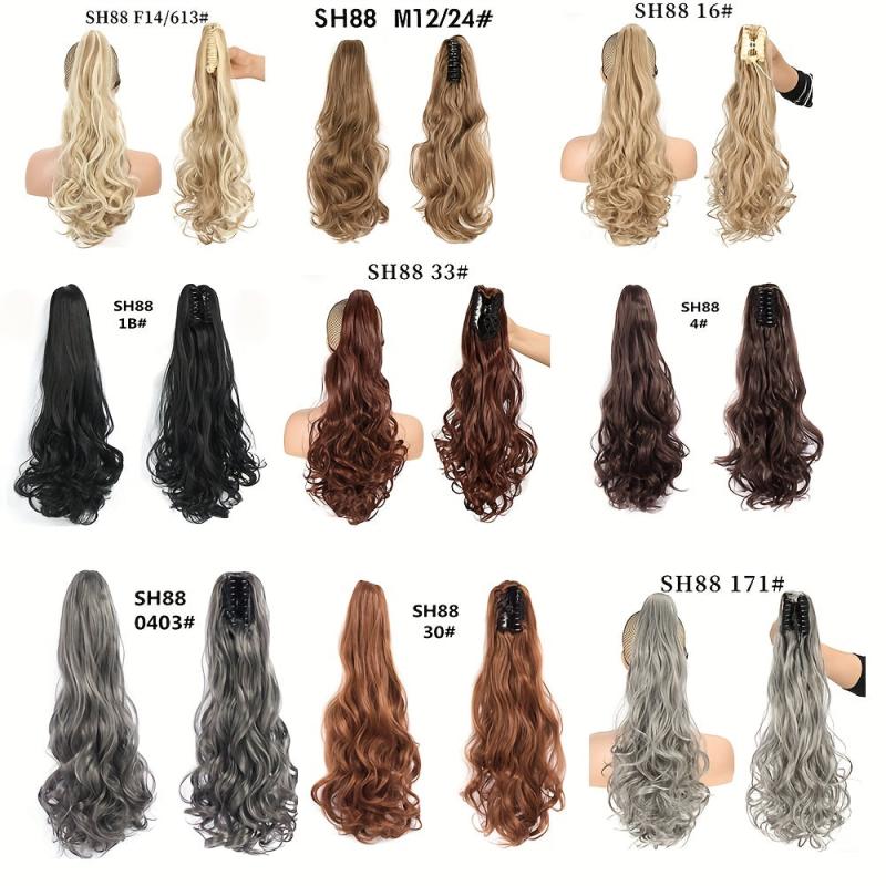 Long Curly Ponytail Synthetic Claw Clip Hair Extensions 55 Natural Look