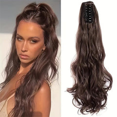 Long Curly Ponytail Synthetic Claw Clip Hair Extensions 55 Natural Look