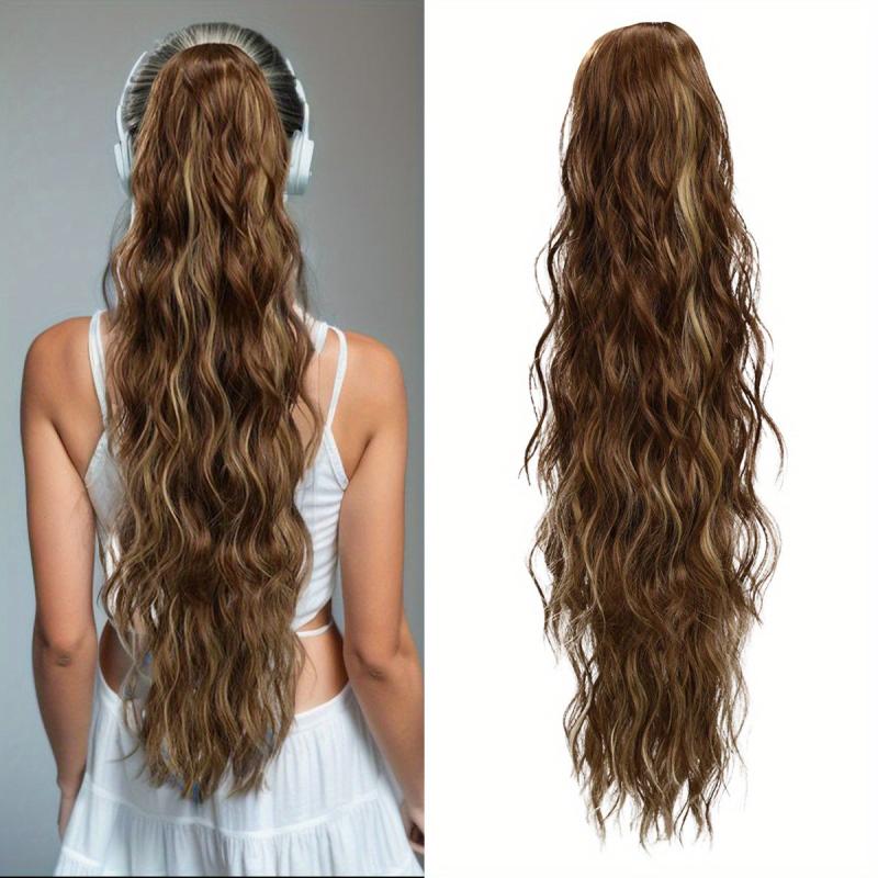 Long Curly Wavy Ponytail Extensions Synthetic Hair Natural Daily Use