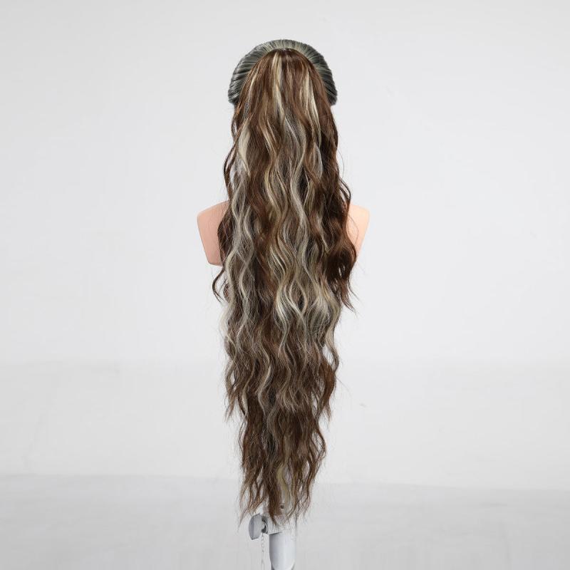Long Curly Wavy Ponytail Extensions Synthetic Hair Natural Daily Use