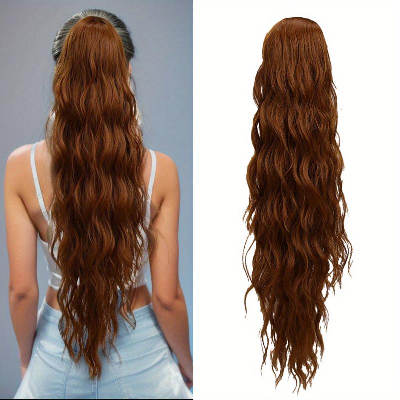 Long Curly Wavy Ponytail Extensions Synthetic Hair Natural Daily Use