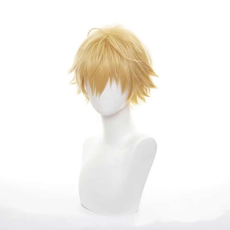 Golden Yellow Spiky Wig With Bangs Anime Cosplay