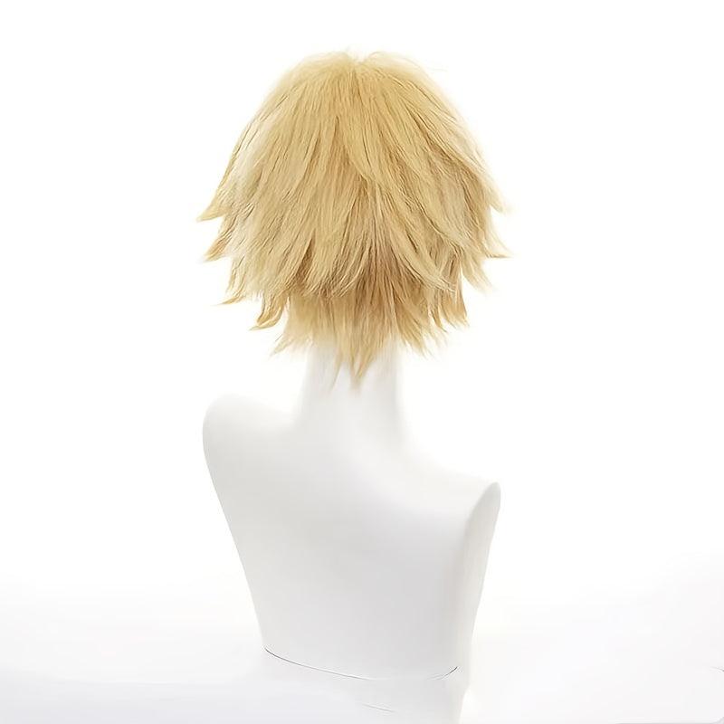 Golden Yellow Spiky Wig With Bangs Anime Cosplay