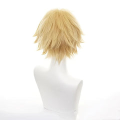 Golden Yellow Spiky Wig With Bangs Anime Cosplay