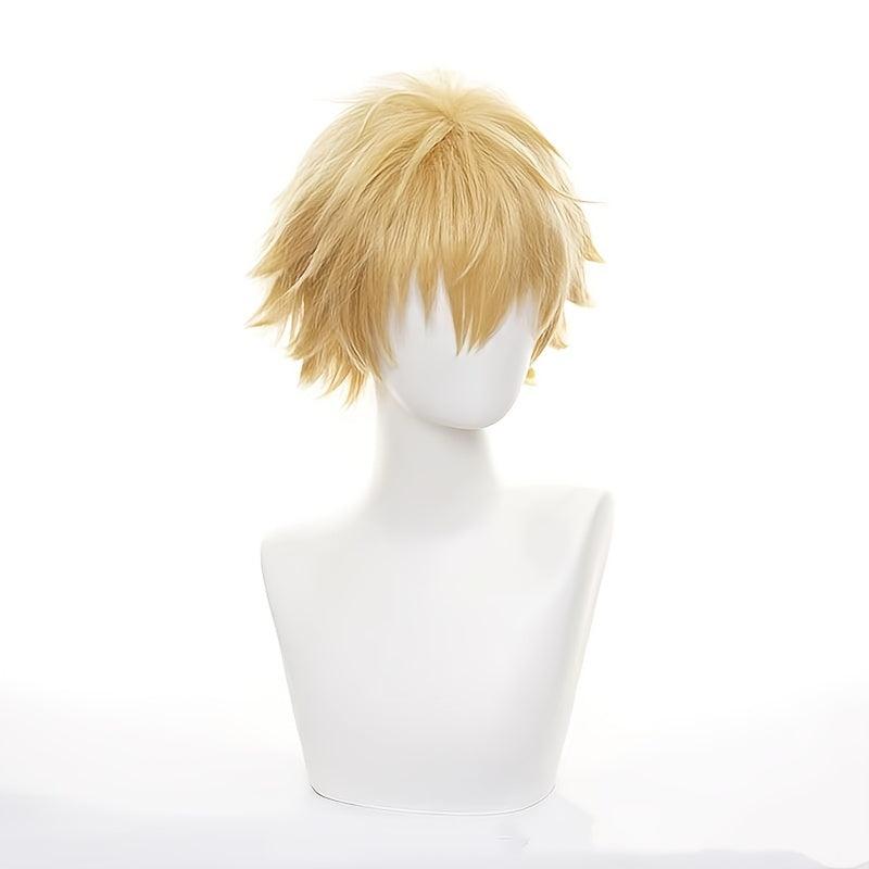 Golden Yellow Spiky Wig With Bangs Anime Cosplay