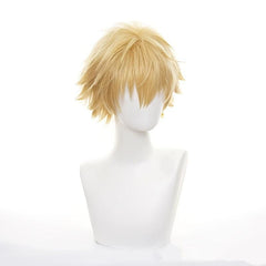 Golden Yellow Spiky Wig With Bangs Anime Cosplay