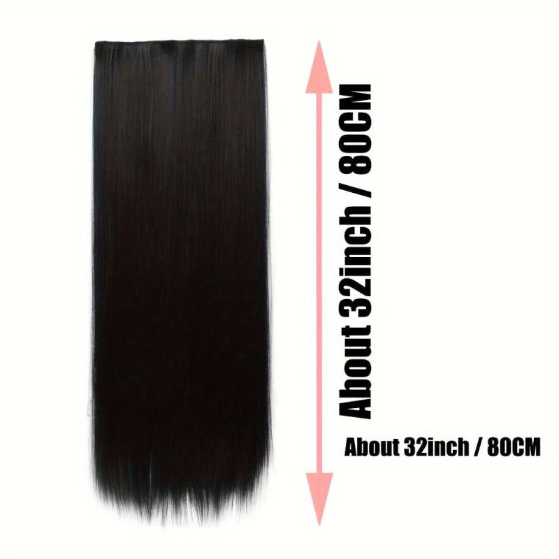 28 cm Synthetic Hair Clip-In Extensions High Temp Fiber Brown Wig