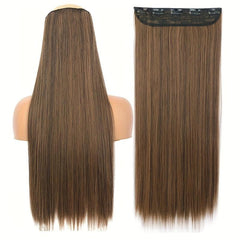 28 cm Synthetic Hair Clip-In Extensions High Temp Fiber Brown Wig
