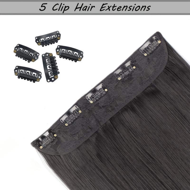 28 cm Synthetic Hair Clip-In Extensions High Temp Fiber Brown Wig