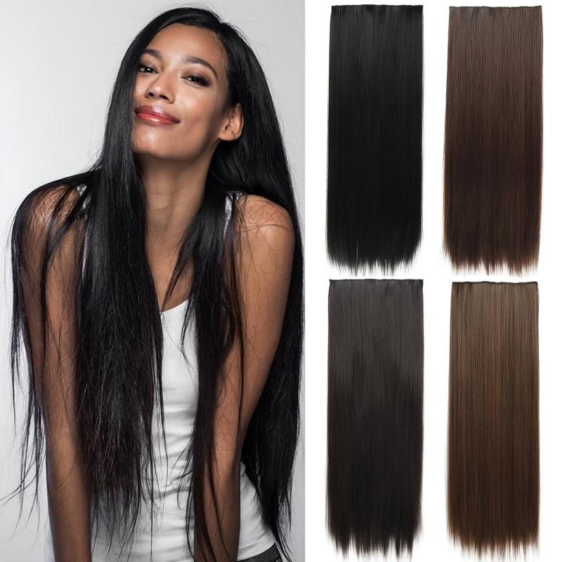 28 cm Synthetic Hair Clip-In Extensions High Temp Fiber Brown Wig