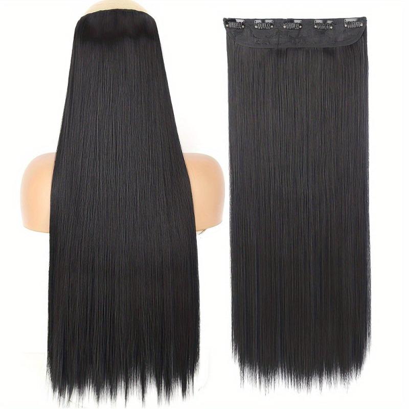28 cm Synthetic Hair Clip-In Extensions High Temp Fiber Brown Wig