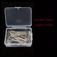 50pcs Silver Wig T Pins 38 51mm Needle Salon Styling Tools