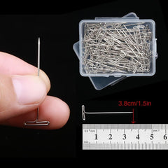 50pcs Silver Wig T Pins 38 51mm Needle Salon Styling Tools