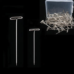 50pcs Silver Wig T Pins 38 51mm Needle Salon Styling Tools