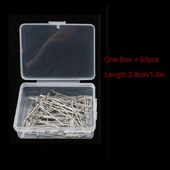 50pcs Silver Wig T Pins 38 51mm Needle Salon Styling Tools