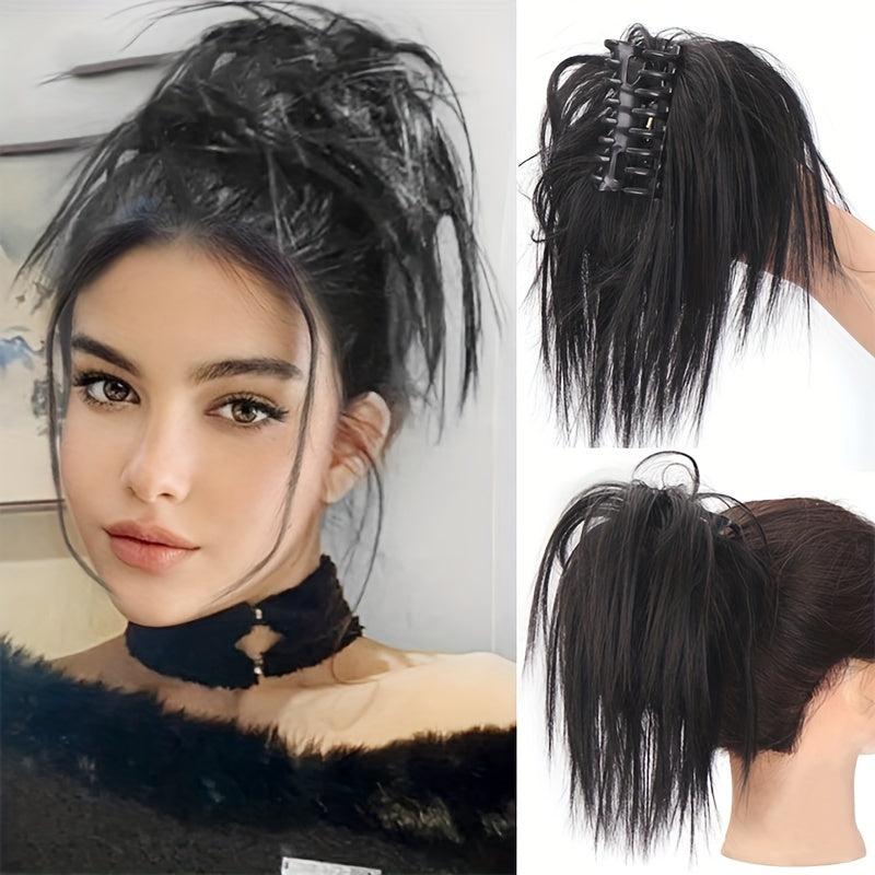 Claw Clip Hair Extension Messy Bun Tousled Updo Hair Piece