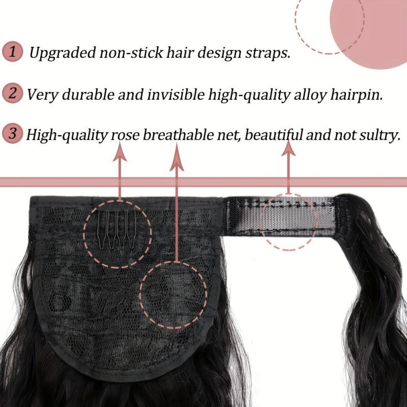 55-88cm Corn Curly Synthetic Ponytail Extensions for Women, Easy to Apply
