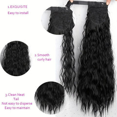 55-88cm Corn Curly Synthetic Ponytail Extensions for Women, Easy to Apply