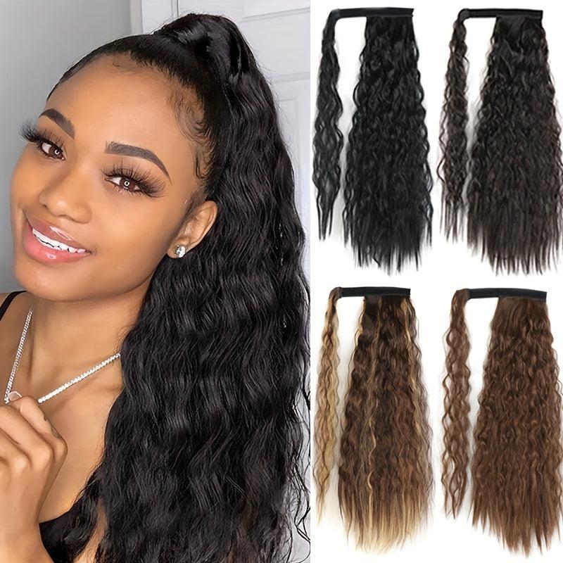 55-88cm Corn Curly Synthetic Ponytail Extensions for Women, Easy to Apply