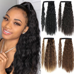 55-88cm Corn Curly Synthetic Ponytail Extensions for Women, Easy to Apply