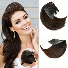 Brown Hair Fluffy Pad With Comb Short Hair Extensions