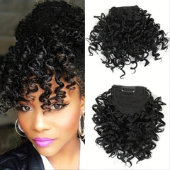 Afro Kinky Curly Hair Bangs Clip In Extensions - Short Natural Look