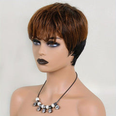 Short Pixie Cut Wigs With Bangs Synthetic Fiber Hair Wigs For Women