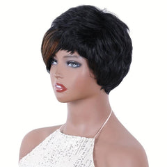 Short Pixie Cut Wigs With Bangs Synthetic Fiber Hair Wigs For Women