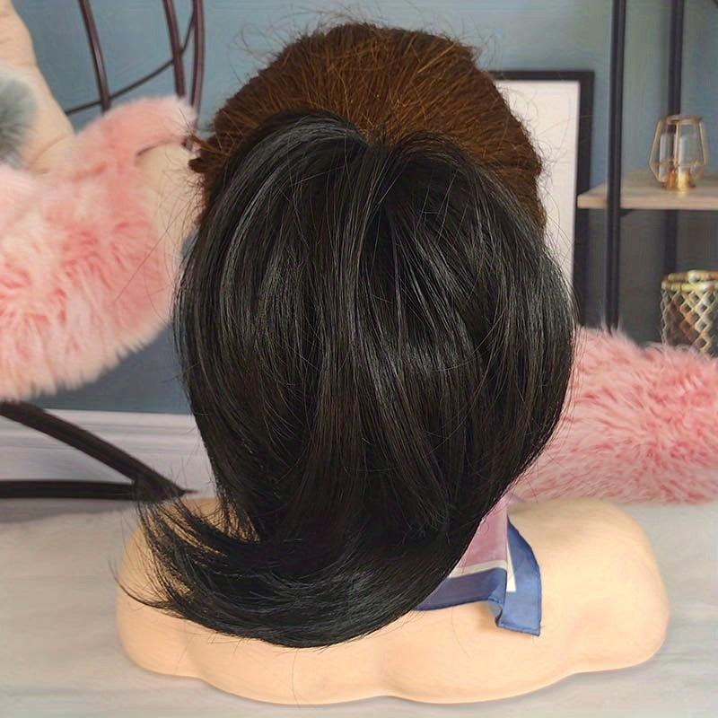 Short Straight Hair Bun Ponytail Extension