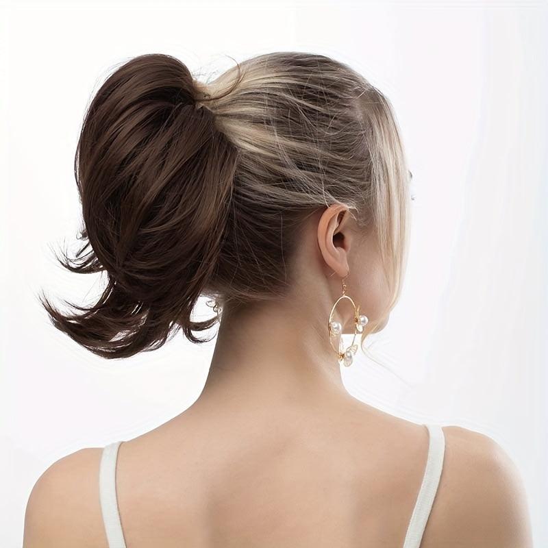 Short Straight Hair Bun Ponytail Extension