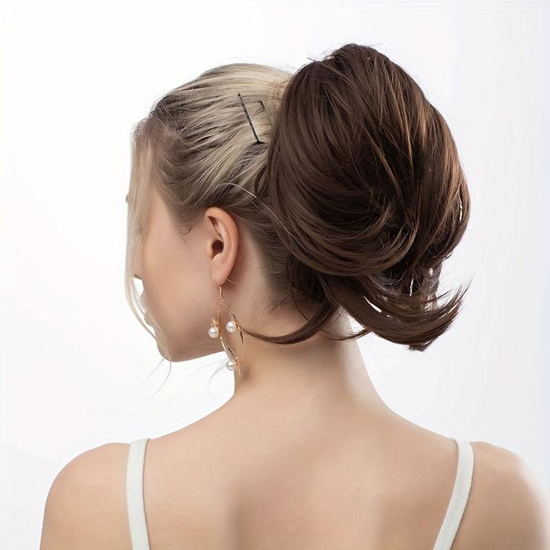 Short Straight Hair Bun Ponytail Extension