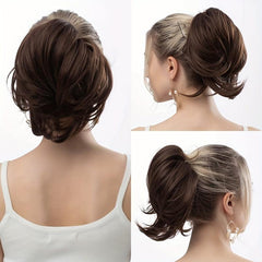 Short Straight Hair Bun Ponytail Extension