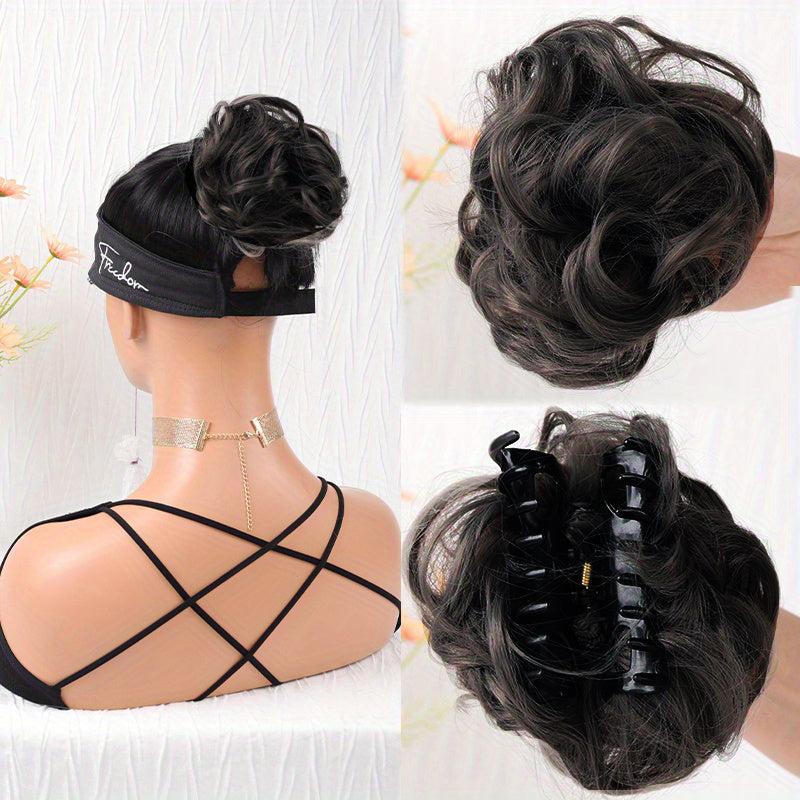 Messy Curly Hair Bun Chignon Elastic Ponytail Scrunchie Hair Band Hair Pieces
