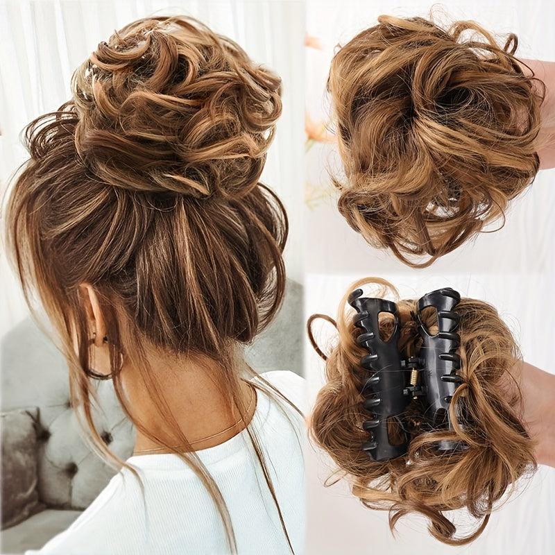 Messy Curly Hair Bun Chignon Elastic Ponytail Scrunchie Hair Band Hair Pieces