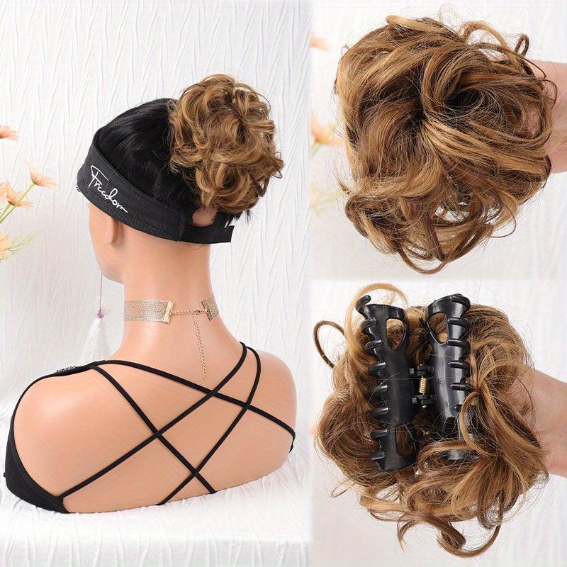 Messy Curly Hair Bun Chignon Elastic Ponytail Scrunchie Hair Band Hair Pieces