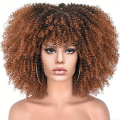 35 56 Cm Afro Curly Kinky Hair Wigs with Bangs Synthetic
