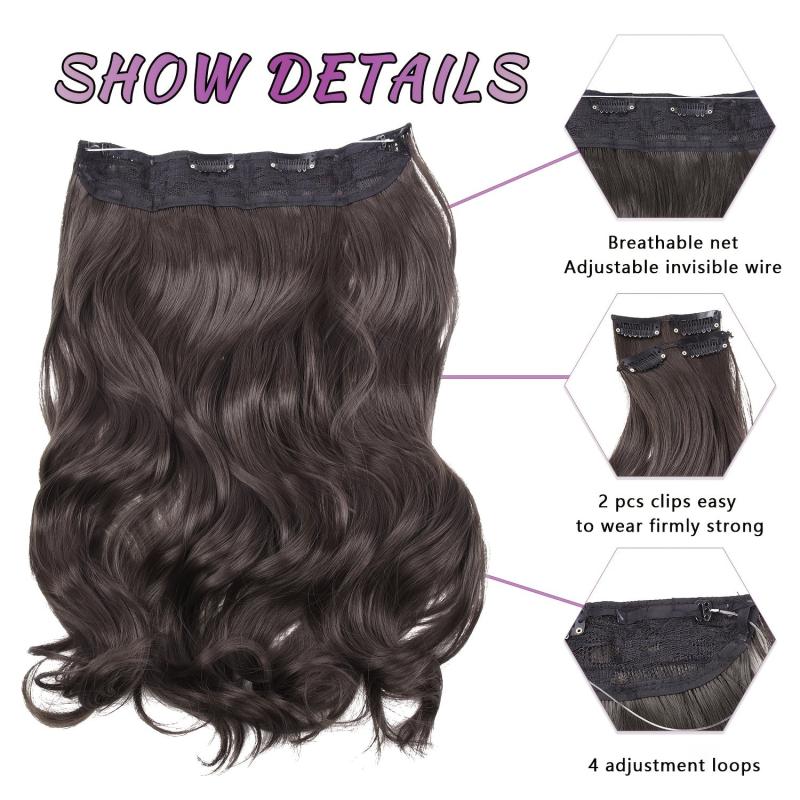40 Fish Line Hair 6 Clips Hair Extensions Body Wavy Invisible Wire Hairpieces