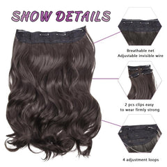 40 Fish Line Hair 6 Clips Hair Extensions Body Wavy Invisible Wire Hairpieces