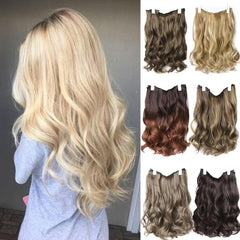 40 Fish Line Hair 6 Clips Hair Extensions Body Wavy Invisible Wire Hairpieces