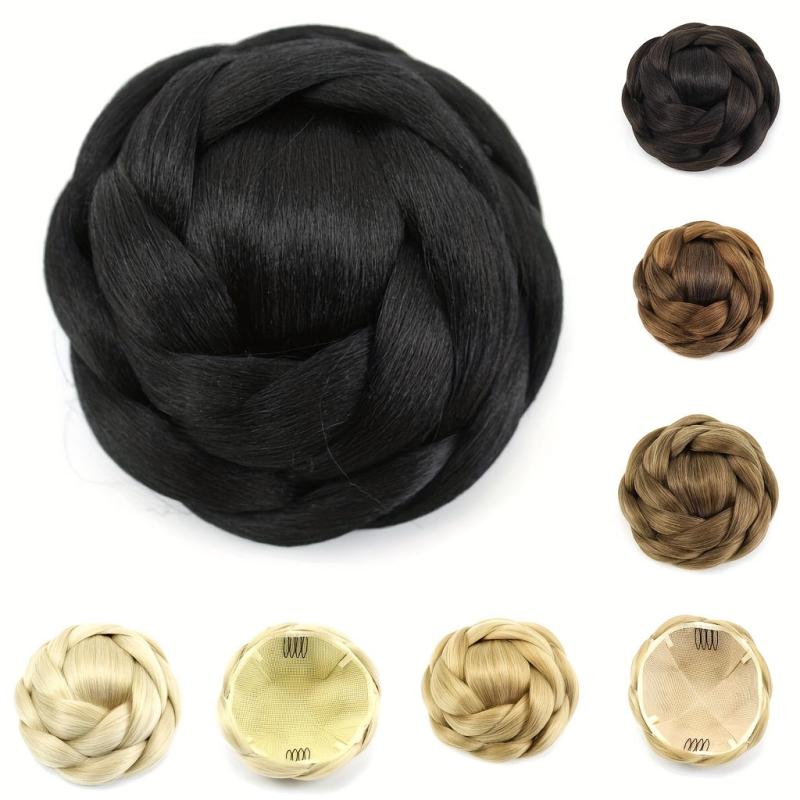 Braided Scrunchie Hair Bun Donut Updo Braided Hairpiece Clip In