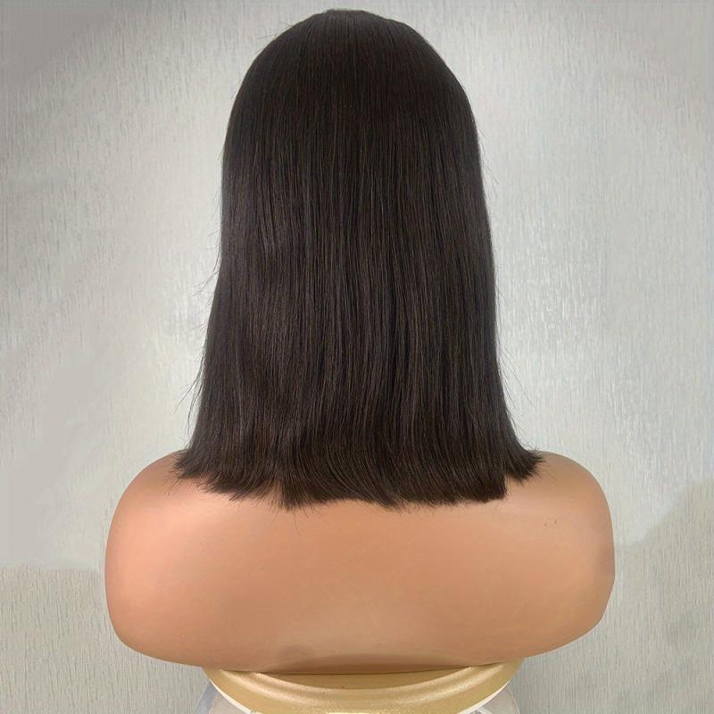 Short Bob Straight Human Hair Wig with Bangs 15-56 cm