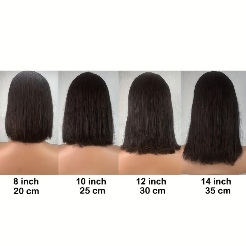 Short Bob Straight Human Hair Wig with Bangs 15-56 cm