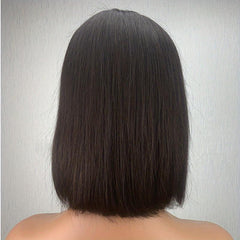 Short Bob Straight Human Hair Wig with Bangs 15-56 cm