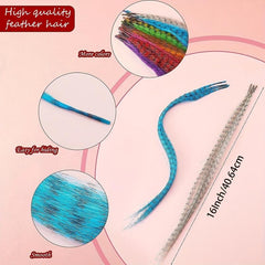 10pcs Colored Feather Hair Extensions 40-64 Cm Synthetic Fiber Stylish for Women