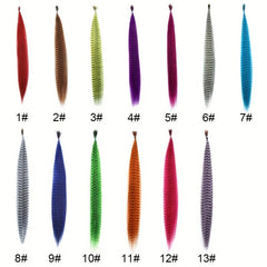 10pcs Colored Feather Hair Extensions 40-64 Cm Synthetic Fiber Stylish for Women
