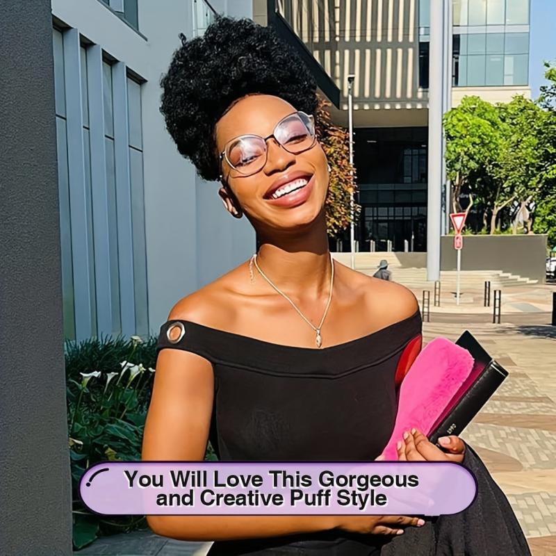 Afro Puff Drawstring Ponytail Extensions Kinky Curly Hair Bun