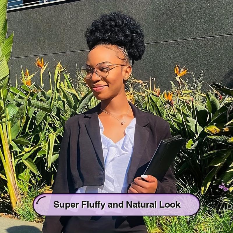 Afro Puff Drawstring Ponytail Extensions Kinky Curly Hair Bun